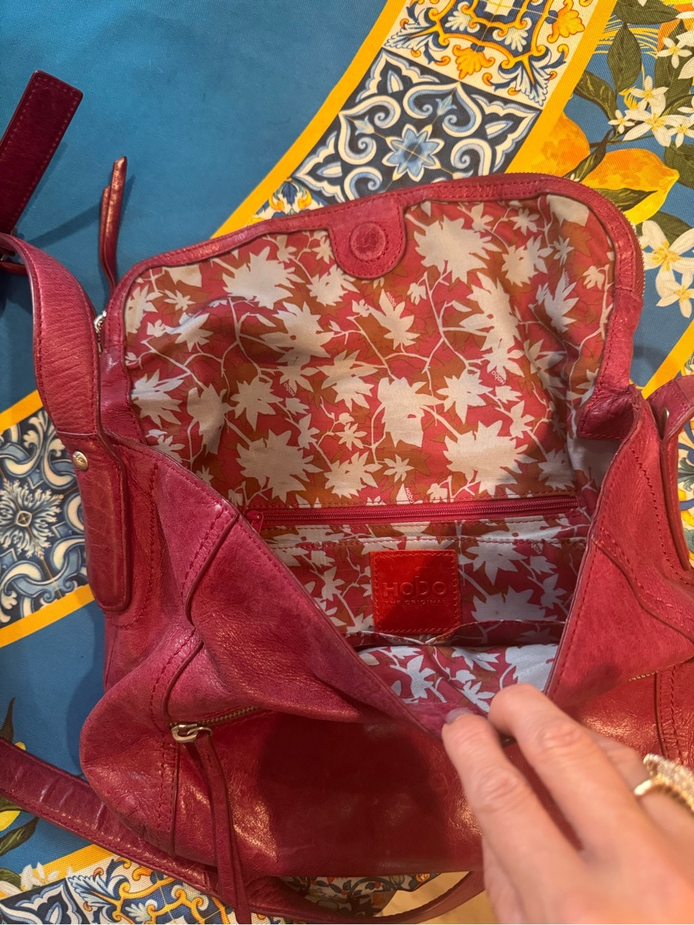 HOBO Raspberry Red Leather Shoulder Bag - Picture 5 of 7